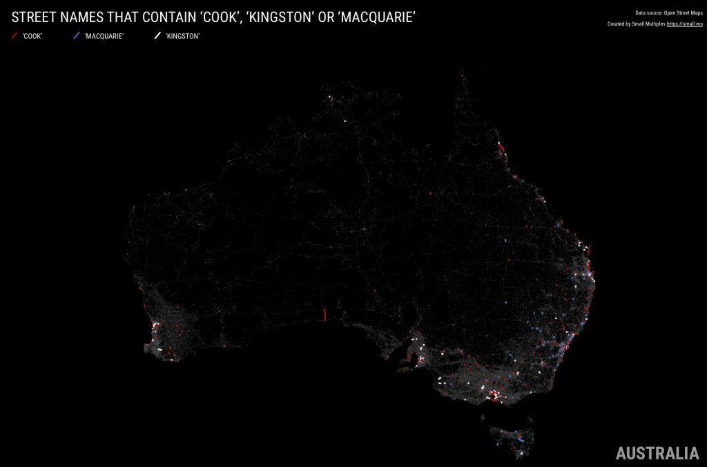 STREET NAMES THAT CONTAIN ‘COOK’, ‘KINGSTON’ OR ‘MACQUARIE’ in Australia