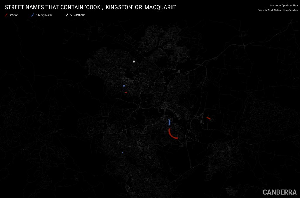 STREET NAMES THAT CONTAIN ‘COOK’, ‘KINGSTON’ OR ‘MACQUARIE’ in Canberra