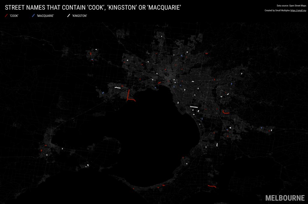 STREET NAMES THAT CONTAIN ‘COOK’, ‘KINGSTON’ OR ‘MACQUARIE’ in Melbourne