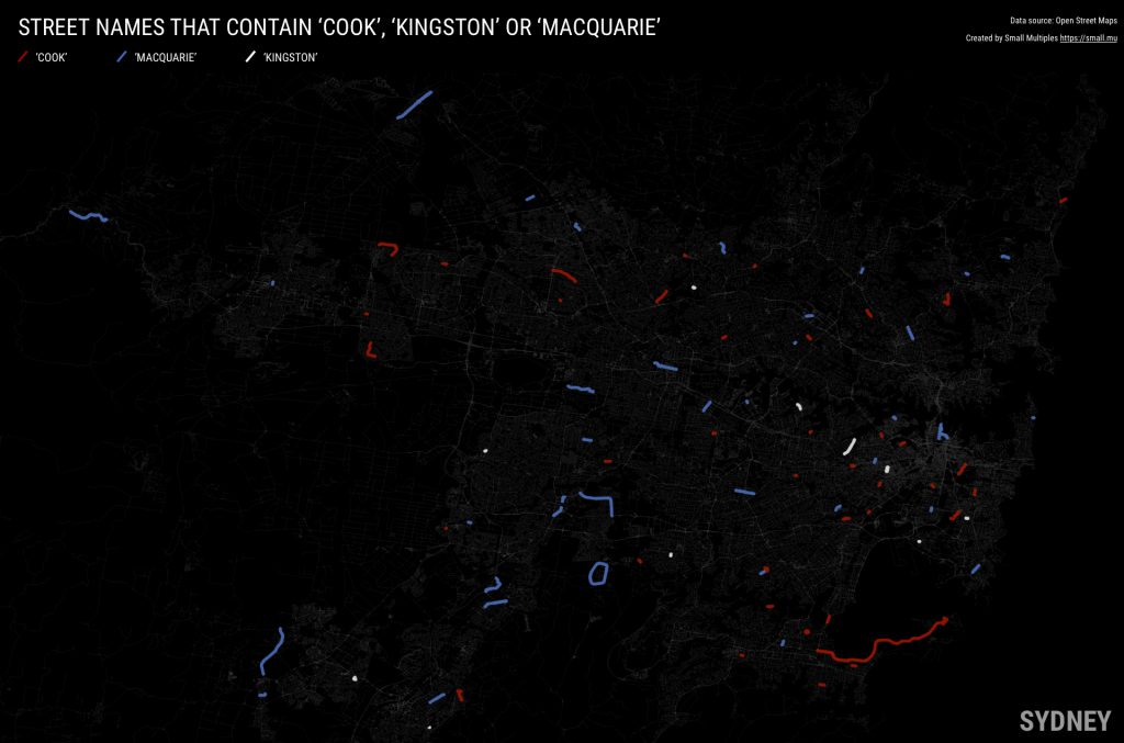 STREET NAMES THAT CONTAIN ‘COOK’, ‘KINGSTON’ OR ‘MACQUARIE’ in Sydney